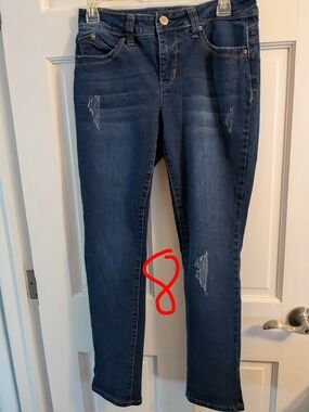 Royalty For Me Dark Blue Straight Leg Jeans with Light Distressing